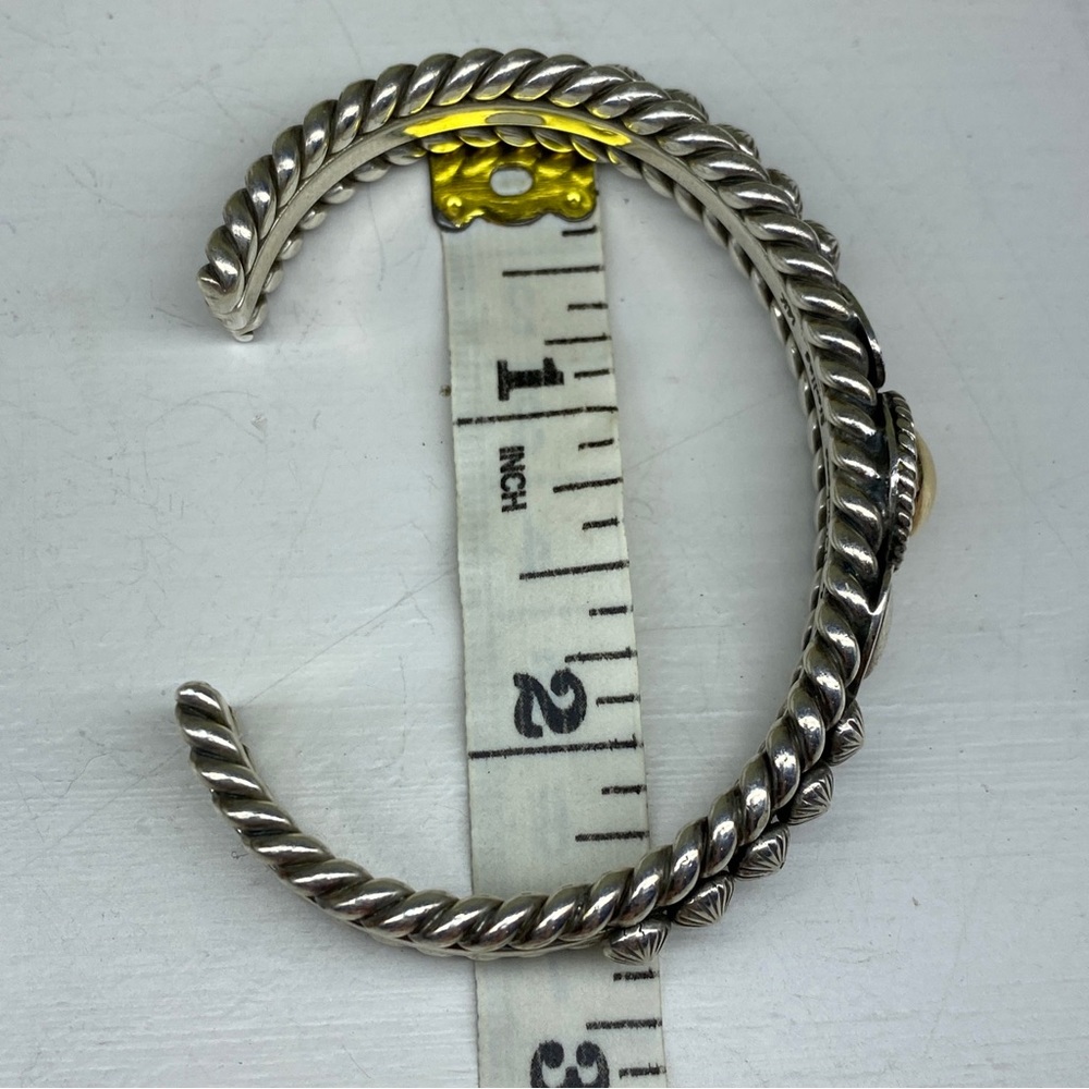 Vintage Signed Navajo Artie Yellowhorse Sterling And 14k Cuff Bracelet - Picture 8 of 10
